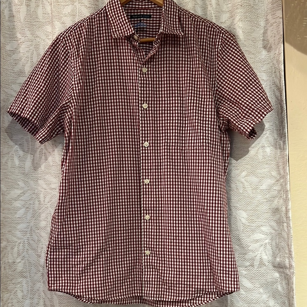 Van Heusen Red and White Casual Button Down Shirt